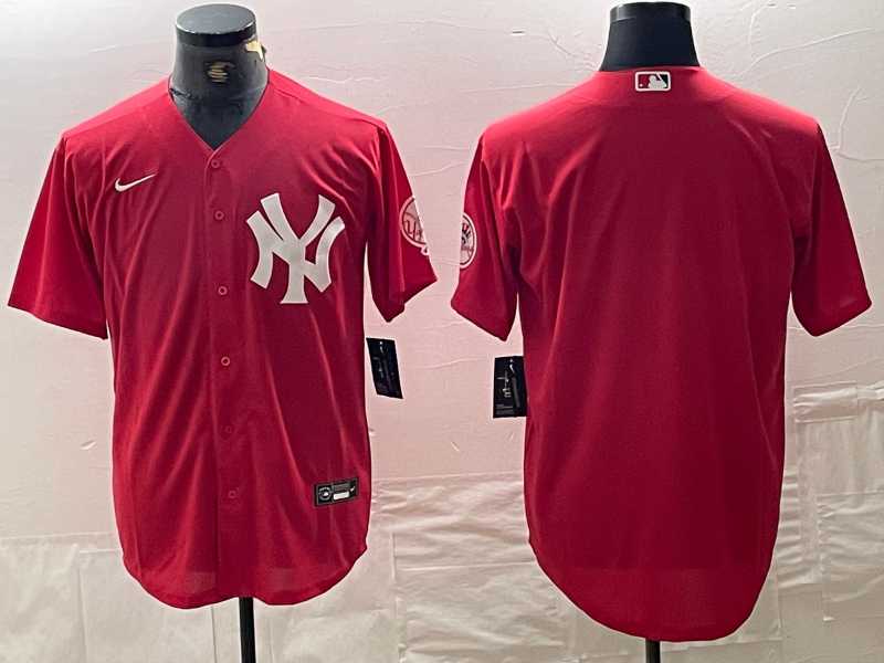 Men's New York Yankees Blank Red Cool Base Stitched Baseball Jerseys